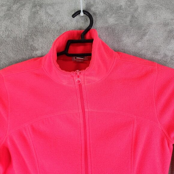 Womens Neon Red Old Navy Fleece Jacket Full Zip Mock Neck Long Sleeve Size M - Picture 4 of 12